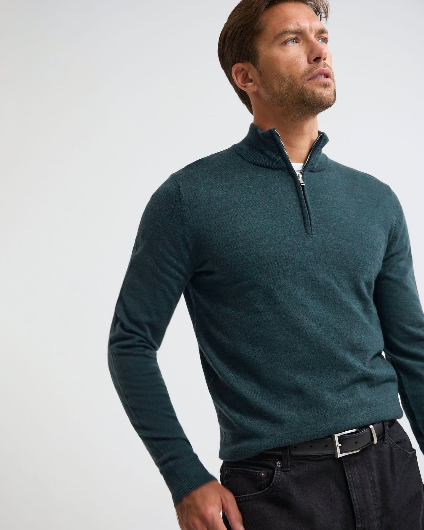 Merino Zip-Neck Wool Pullover