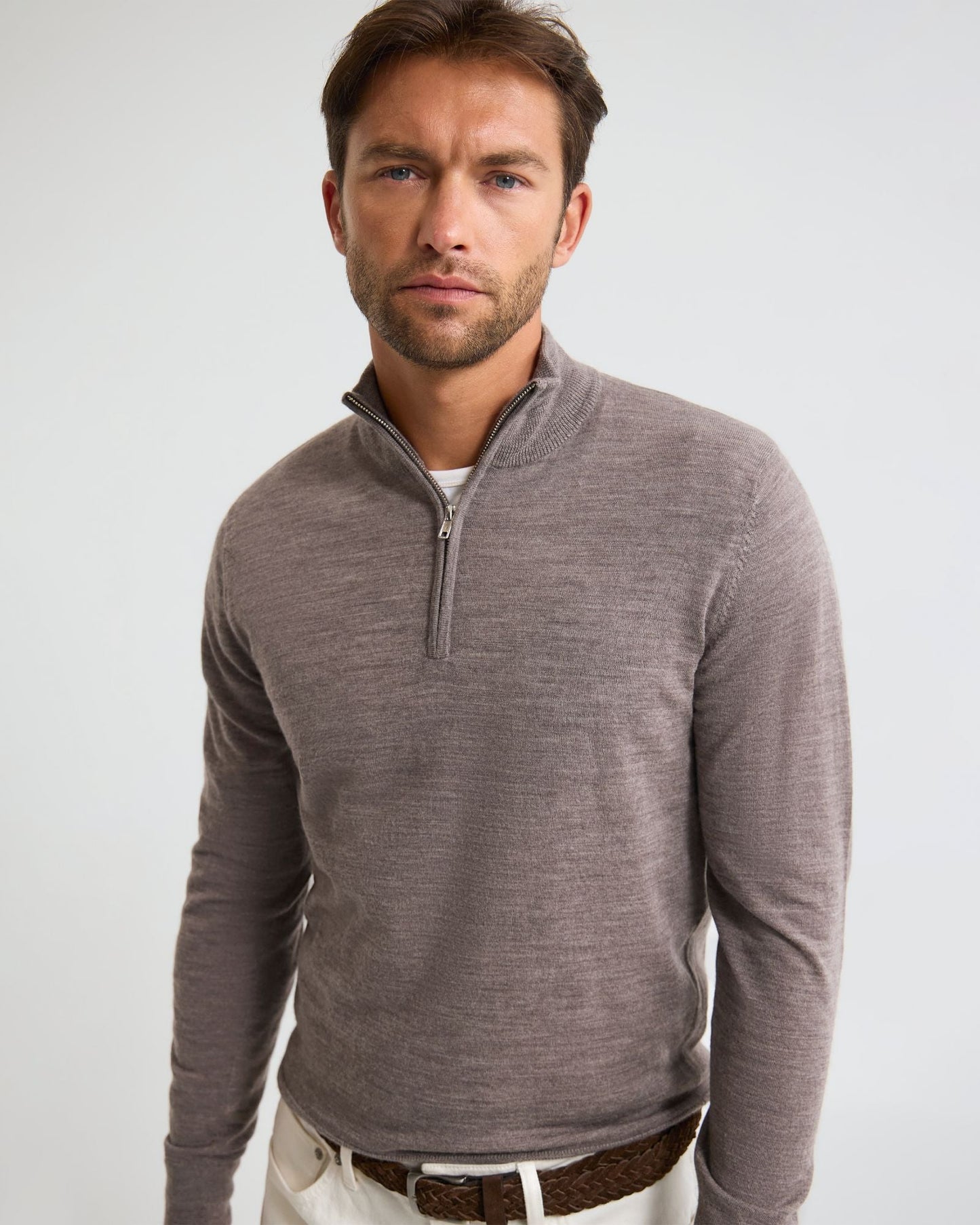 Merino Zip-Neck Wool Pullover