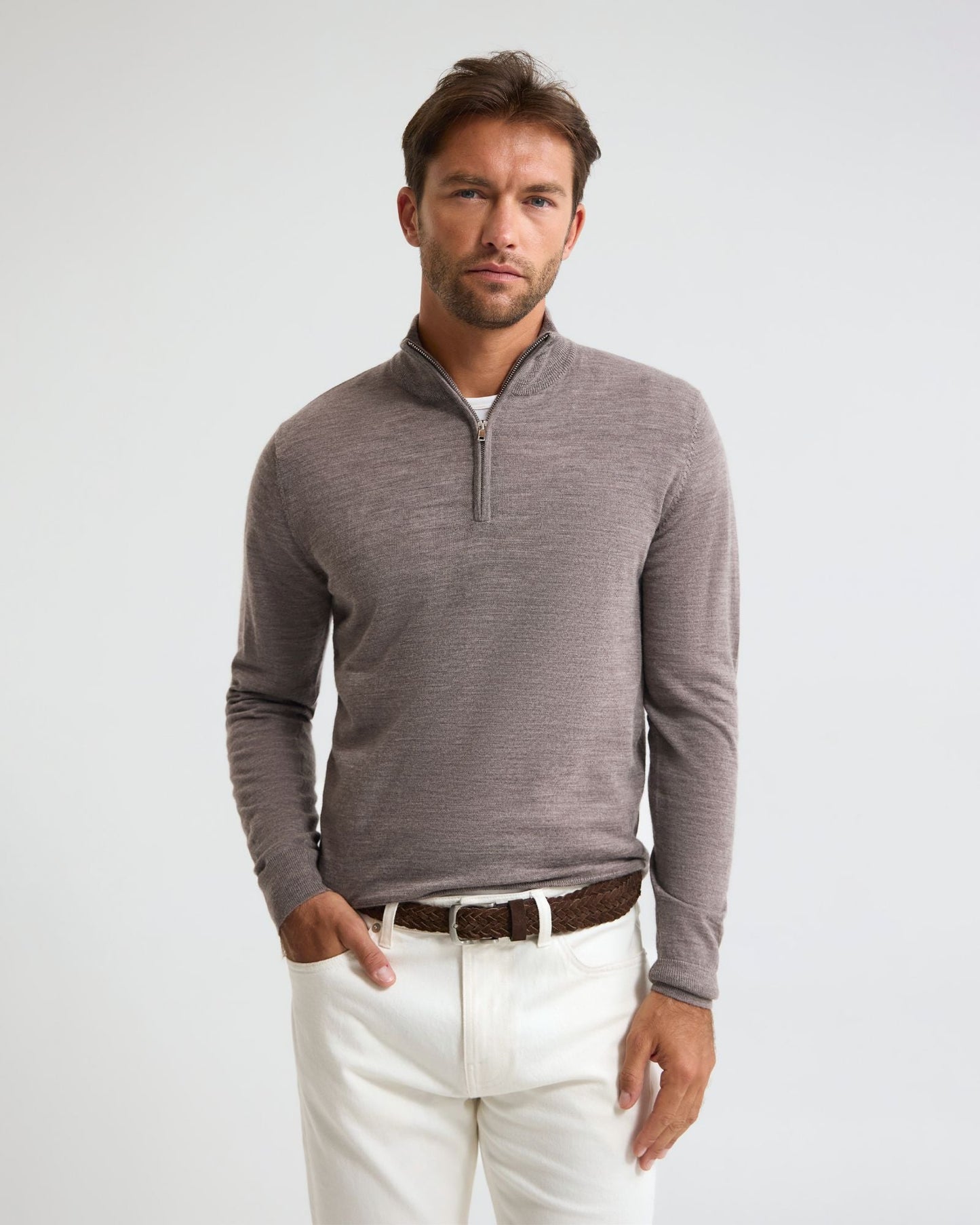 Merino Zip-Neck Wool Pullover