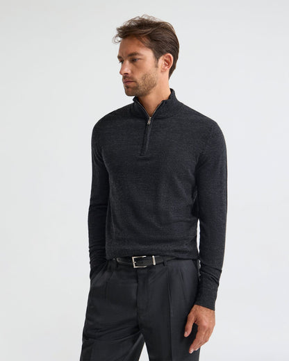 Merino Zip-Neck Wool Pullover