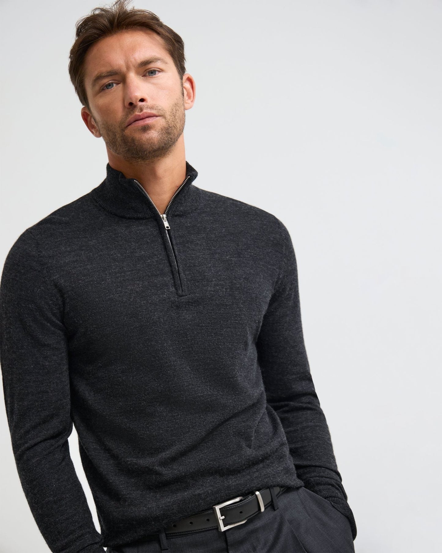 Merino Zip-Neck Wool Pullover