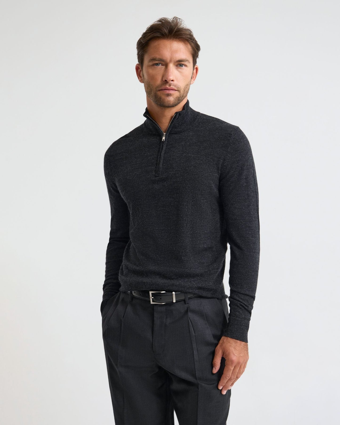 Merino Zip-Neck Wool Pullover