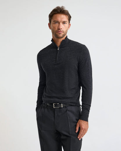 Merino Zip-Neck Wool Pullover