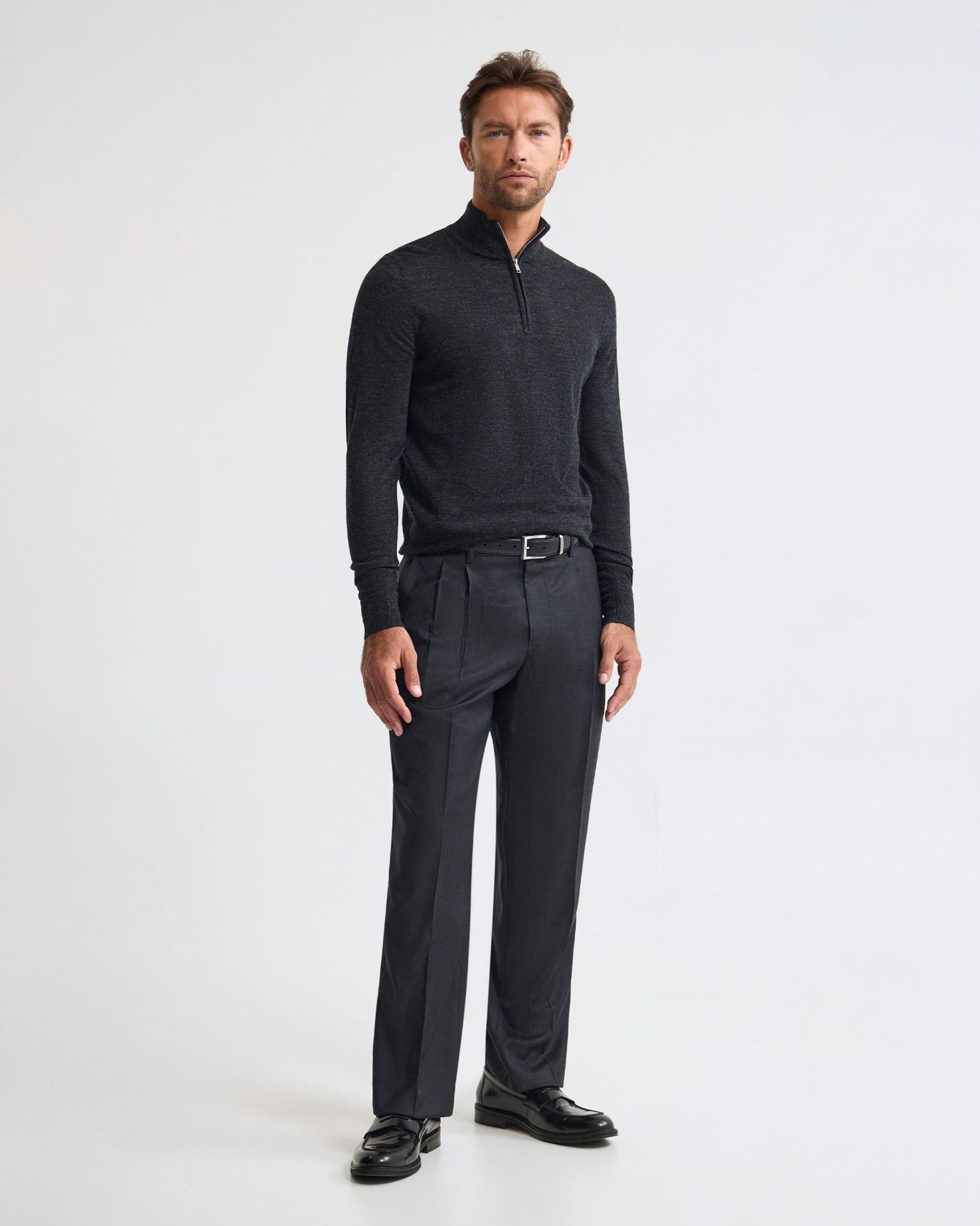 Merino Zip-Neck Wool Pullover