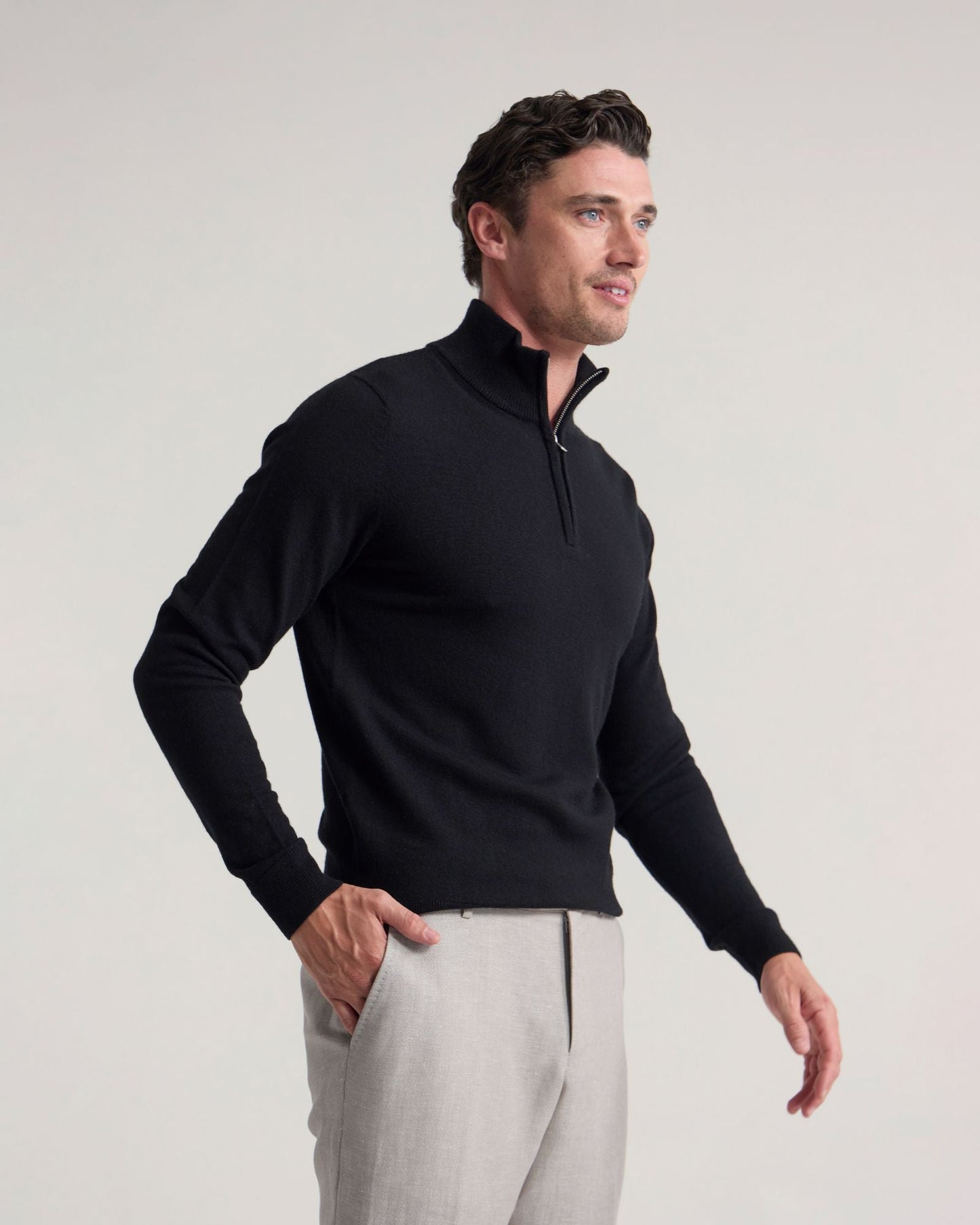 Merino Zip-Neck Wool Pullover