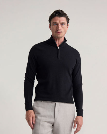 Merino Zip-Neck Wool Pullover