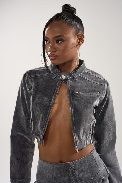 ALL FOR LOVE VELVET DENIM MOTO