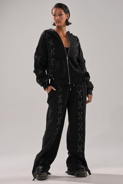 ALL LACED UP STRAIGHT-LEG SWEATPANTS
