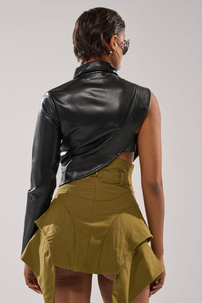 ALL FOR ME FAUX LEATHER BLOUSE
