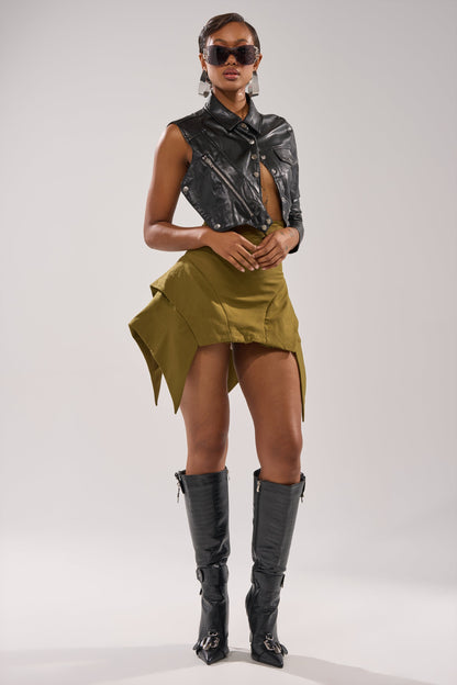 ALL FOR ME FAUX LEATHER BLOUSE