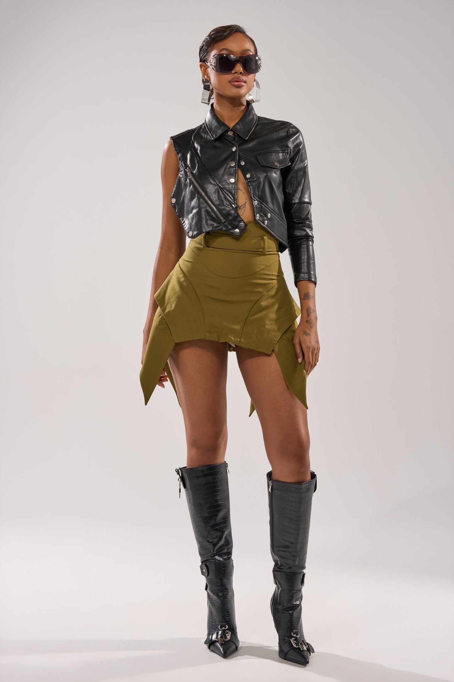 ALL FOR ME FAUX LEATHER BLOUSE