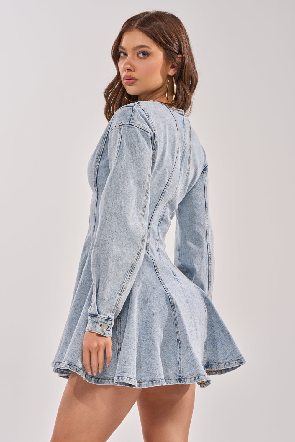 ALL ABOUT MY BUSINESS DENIM MINI DRESS