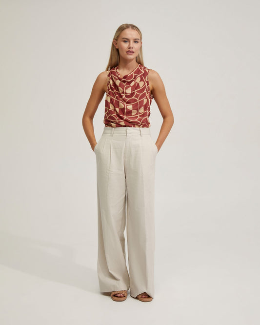 Angelica Geo Print Soft Neck Top