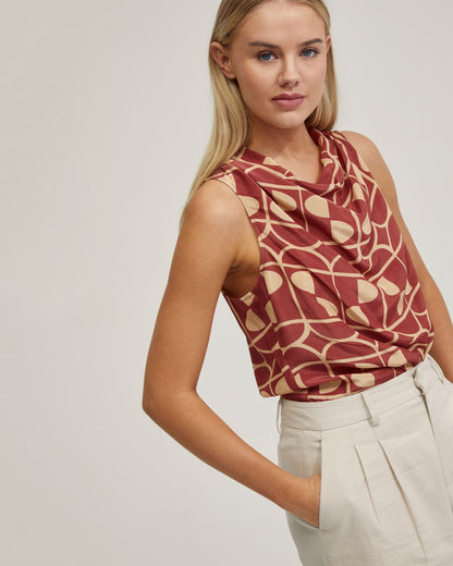 Angelica Geo Print Soft Neck Top