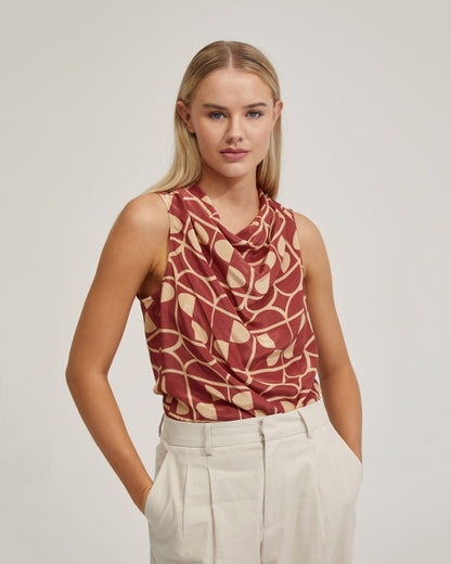 Angelica Geo Print Soft Neck Top