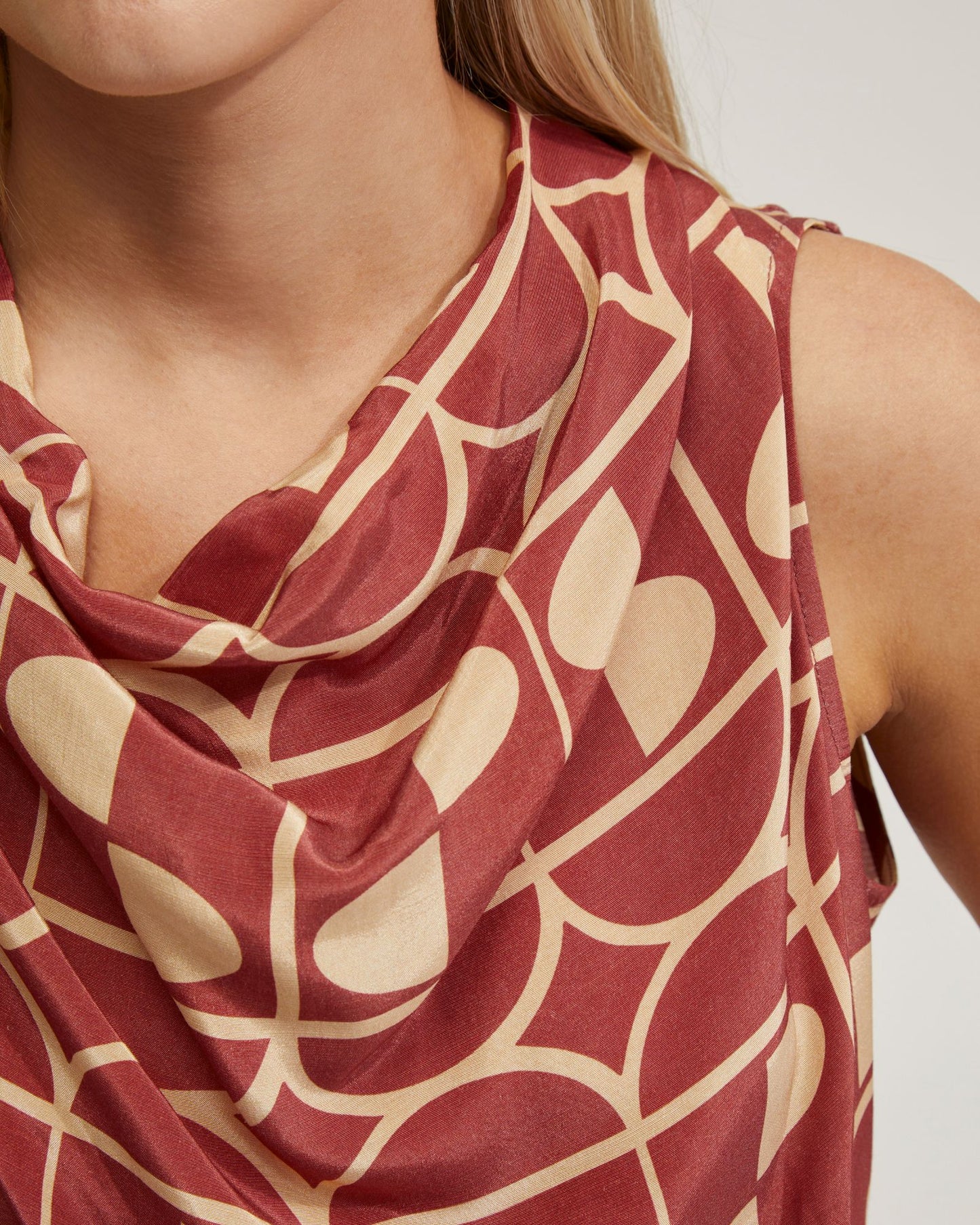 Angelica Geo Print Soft Neck Top