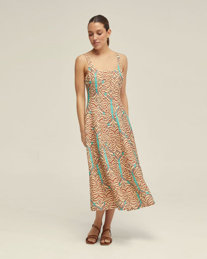 Elodie Linen Blend Printed Dress