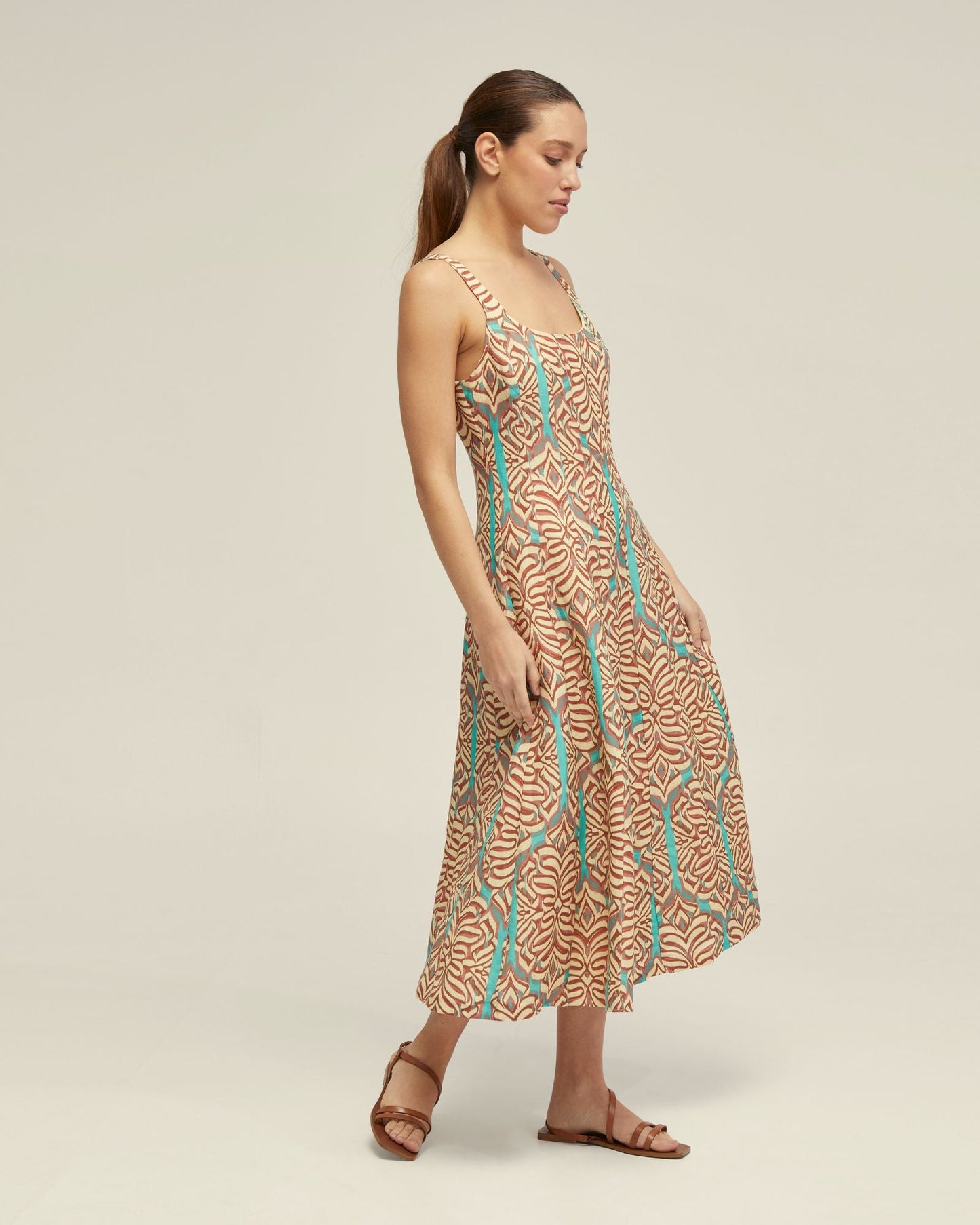 Elodie Linen Blend Printed Dress