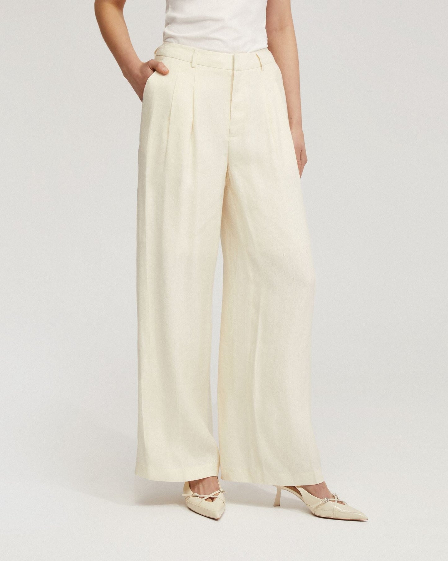 Sonia Linen Blend Front Pleat Pant