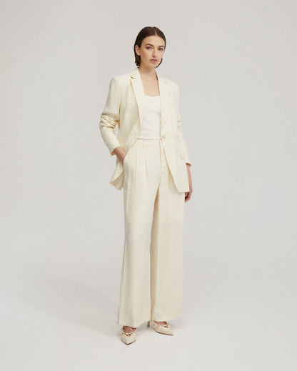 Sonia Linen Blend Front Pleat Pant