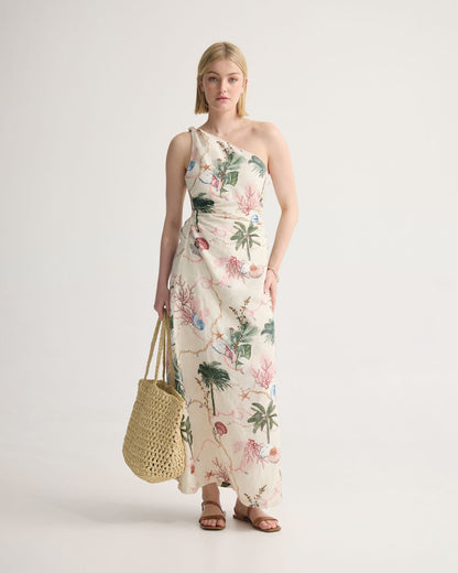 Maja One Shoulder Linen Dress