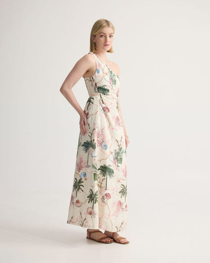 Maja One Shoulder Linen Dress