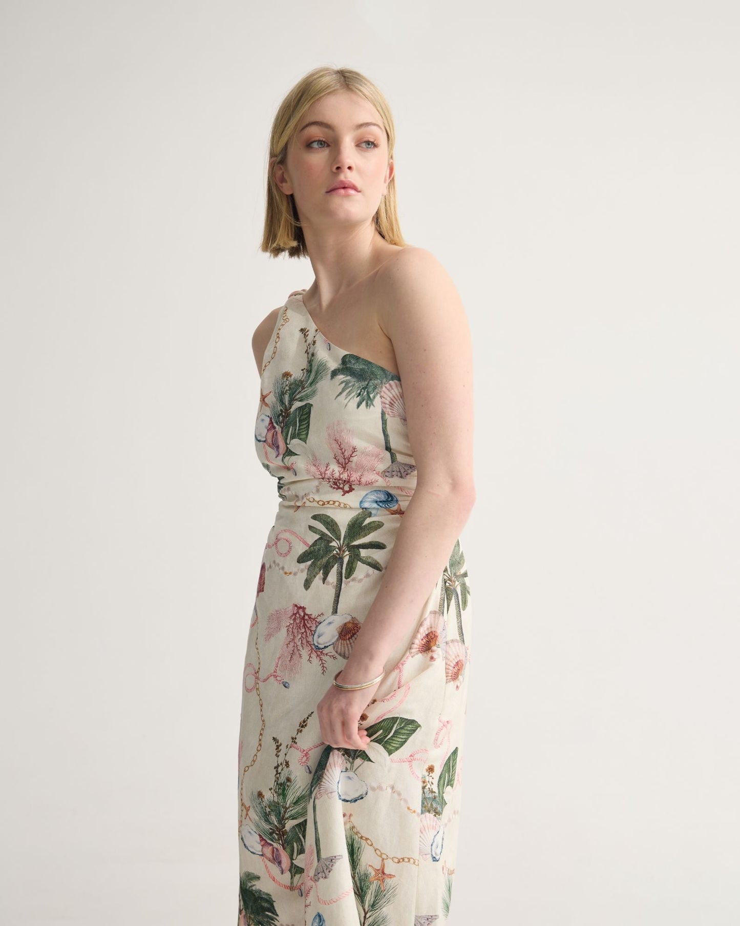 Maja One Shoulder Linen Dress