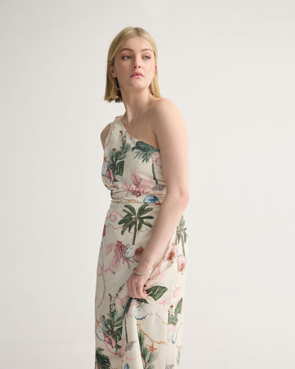 Maja One Shoulder Linen Dress