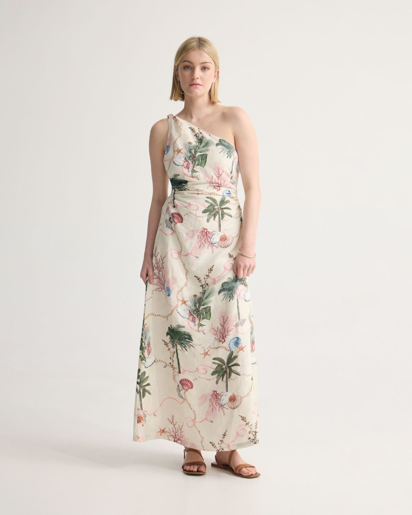 Maja One Shoulder Linen Dress