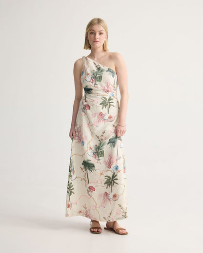 Maja One Shoulder Linen Dress