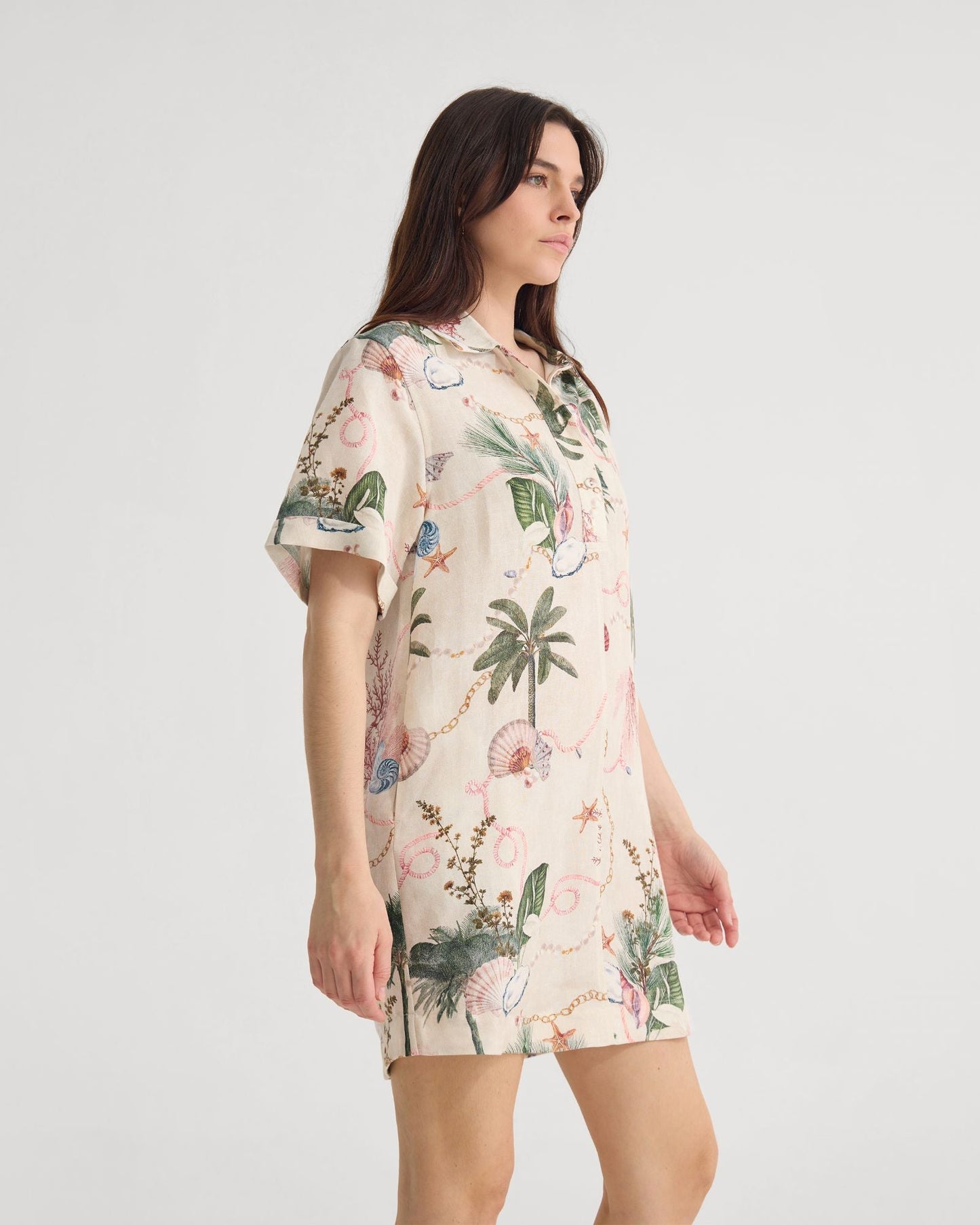 Milos Printed Linen Mini Dress