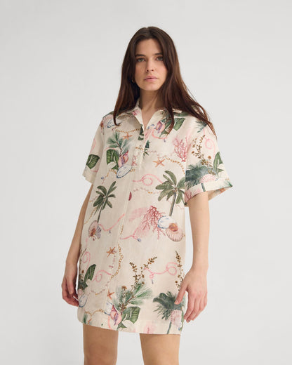 Milos Printed Linen Mini Dress