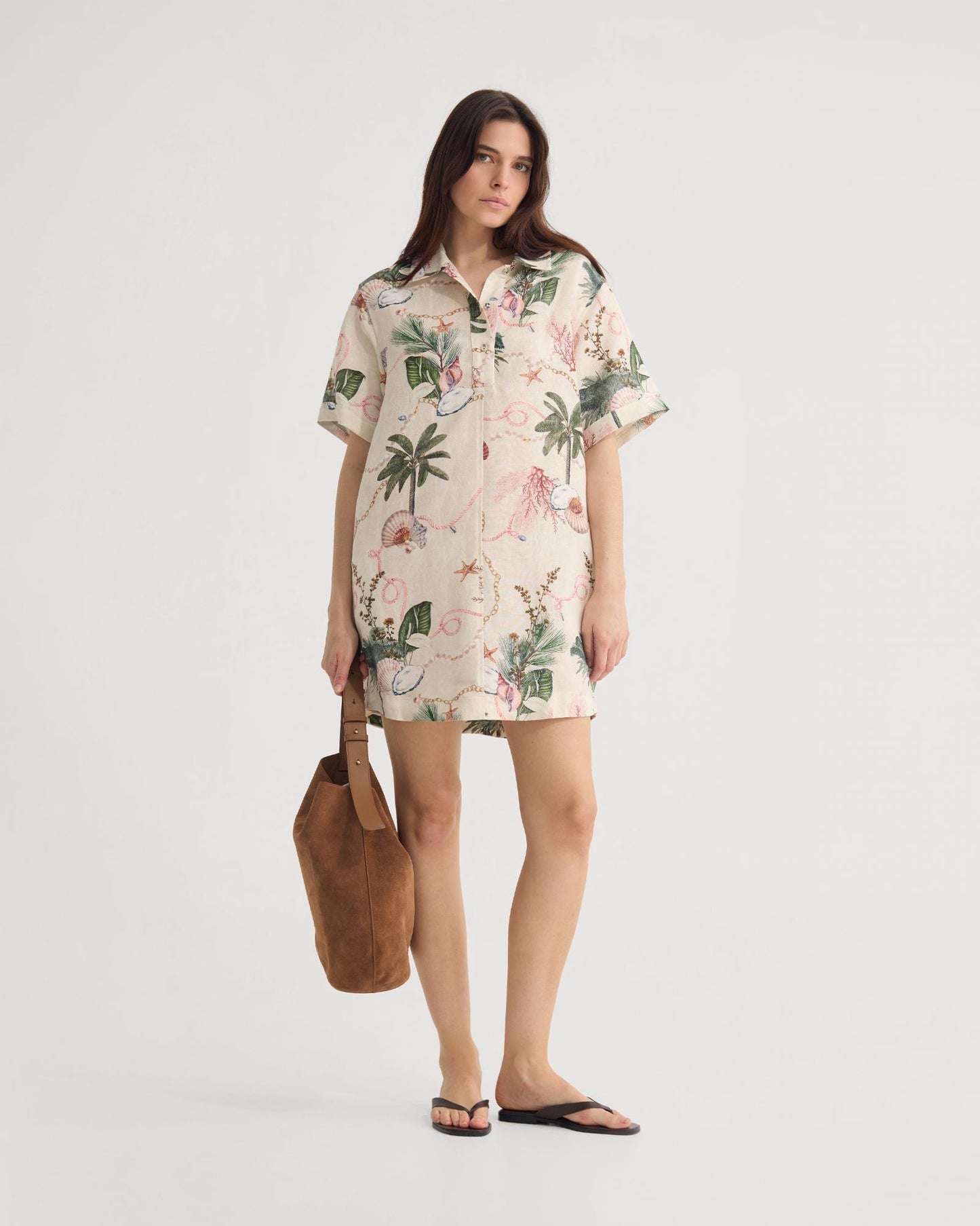 Milos Printed Linen Mini Dress