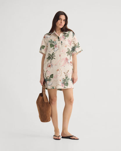 Milos Printed Linen Mini Dress