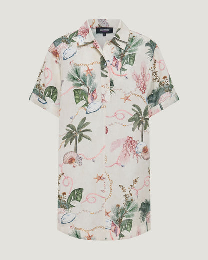 Milos Printed Linen Mini Dress