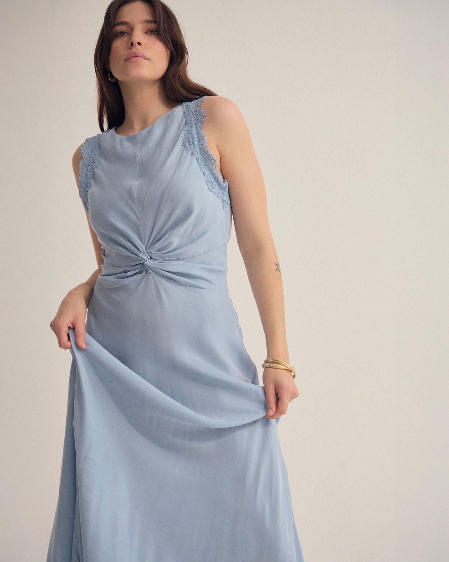 Camilla Cupro Lace Trim Dress