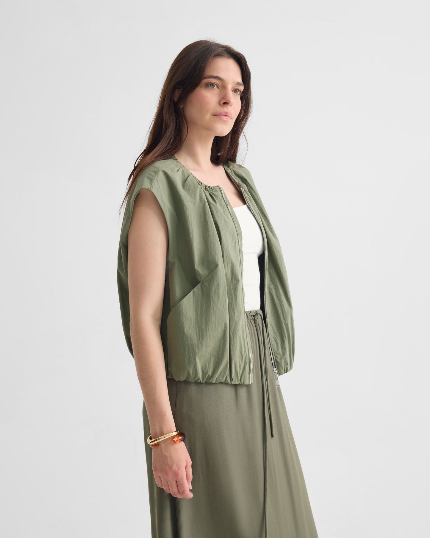 Katie Sleevless Bomber Jacket