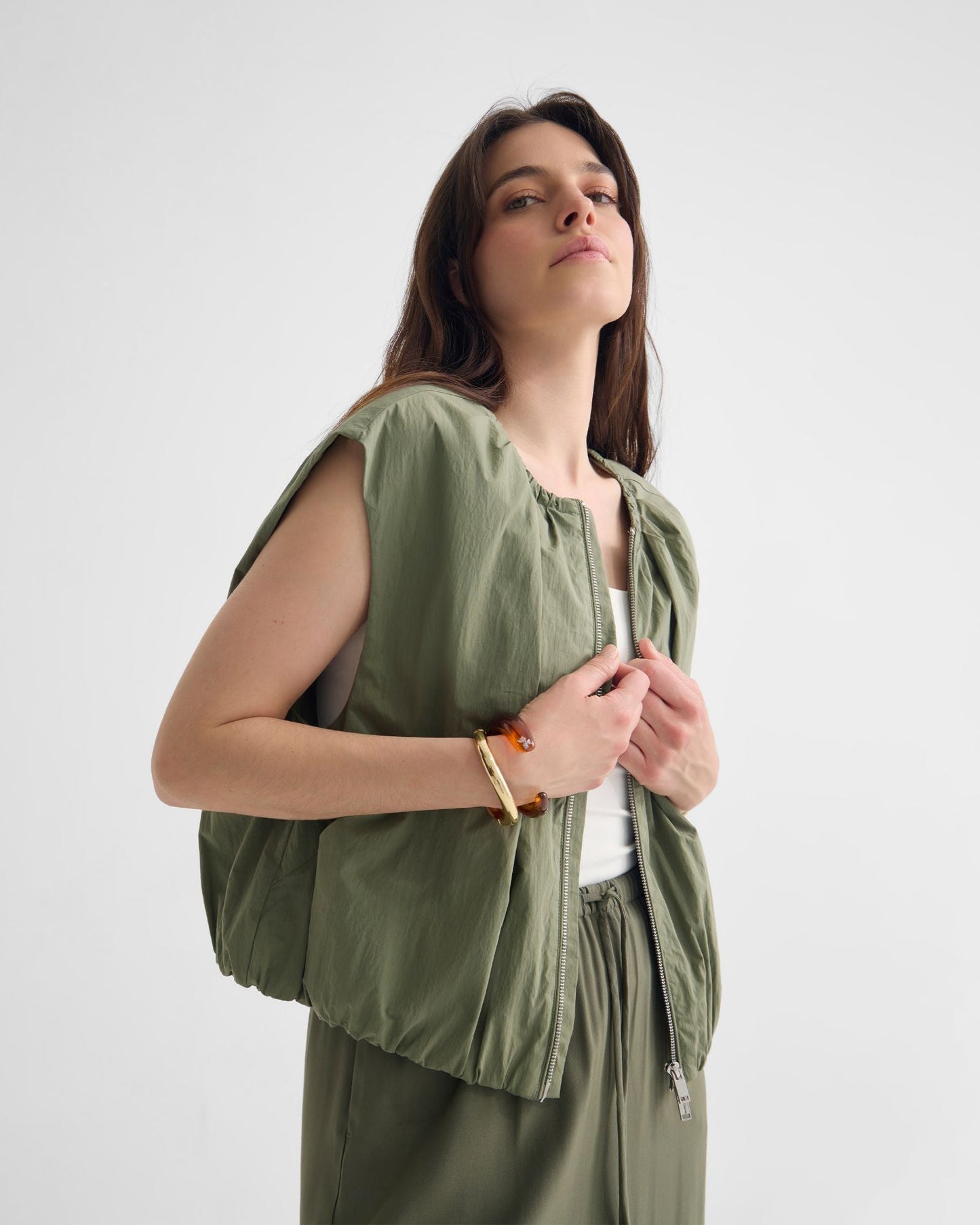 Katie Sleevless Bomber Jacket