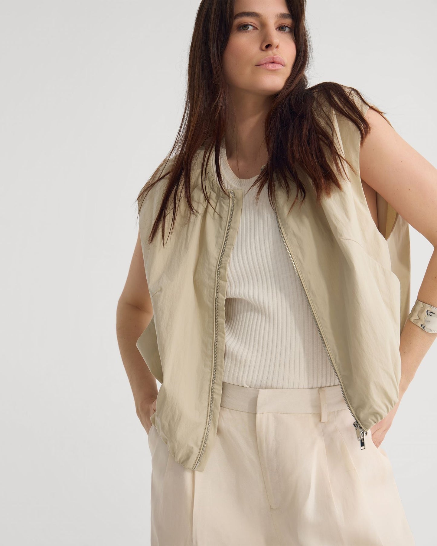 Katie Sleevless Bomber Jacket