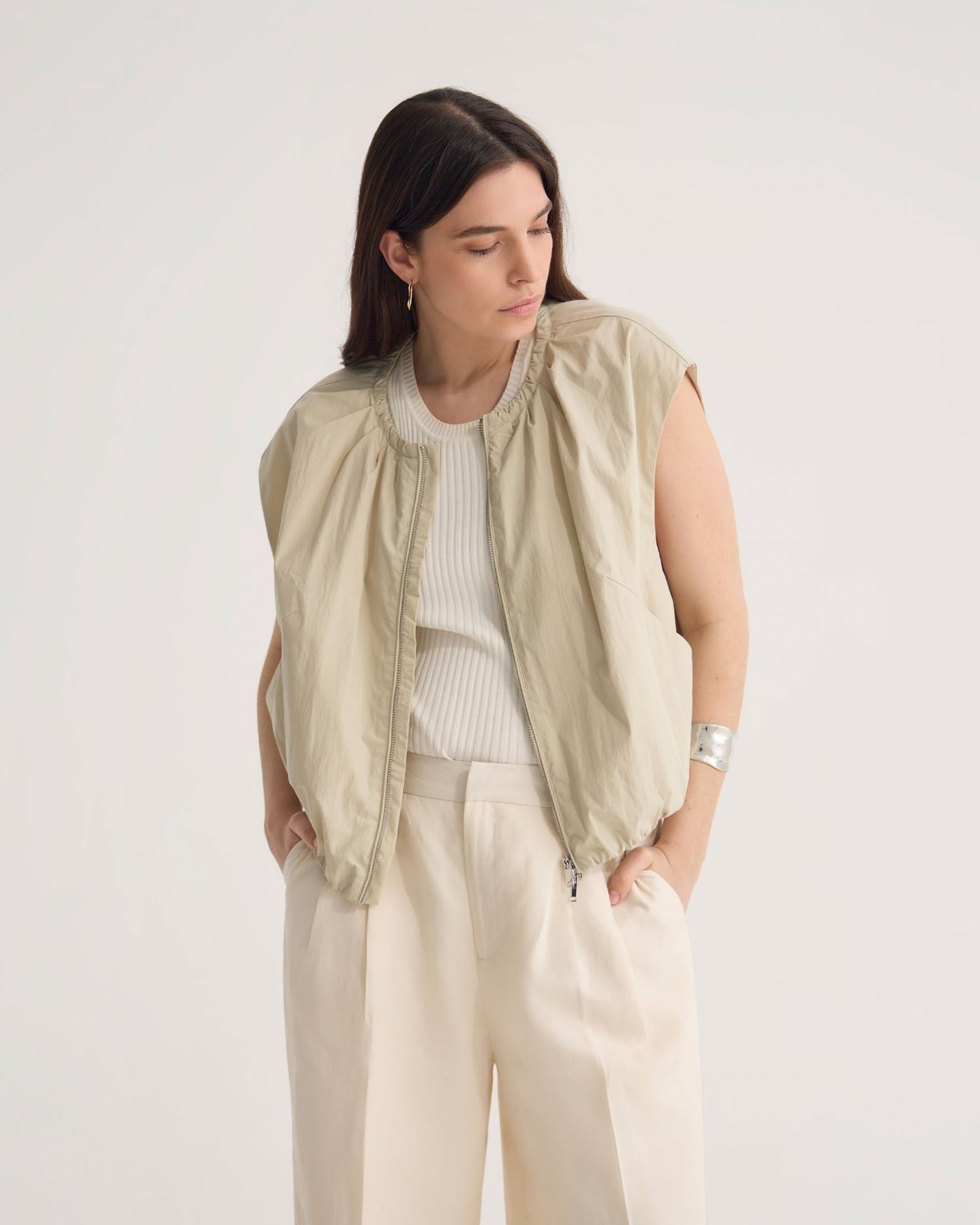 Katie Sleevless Bomber Jacket