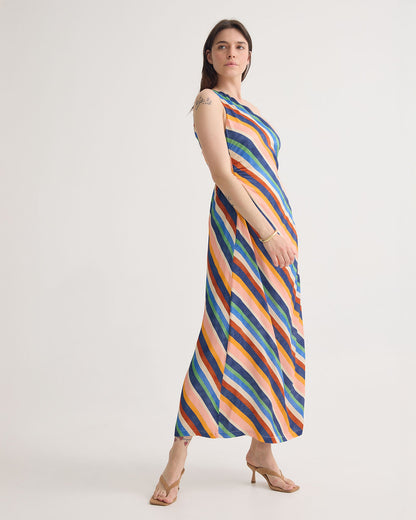Capri Striped One Shoulder Dress
