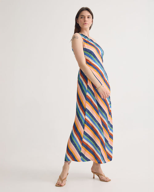 Capri Striped One Shoulder Dress