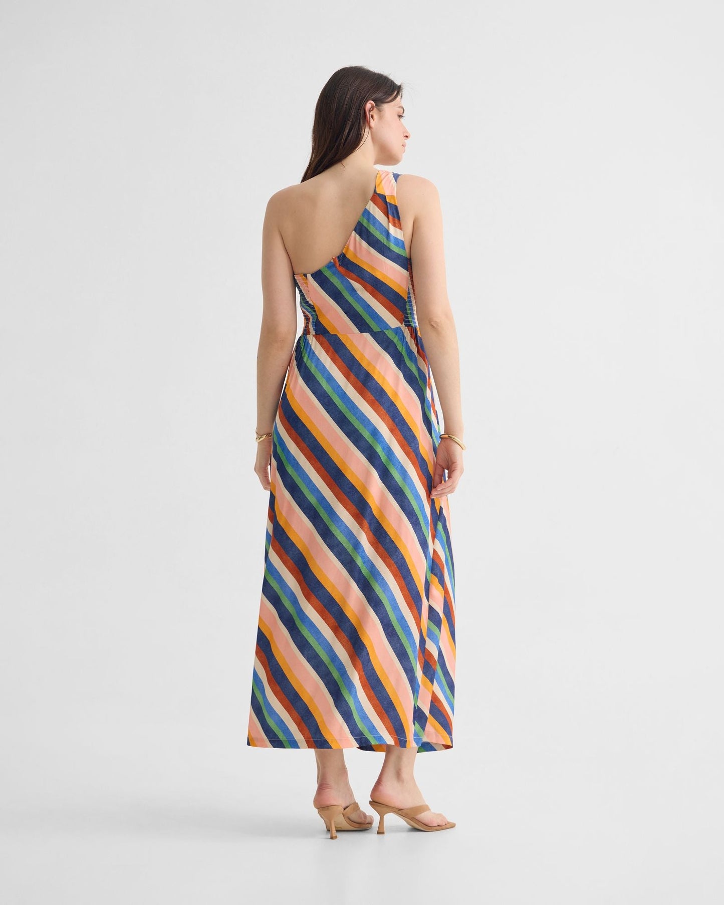Capri Striped One Shoulder Dress