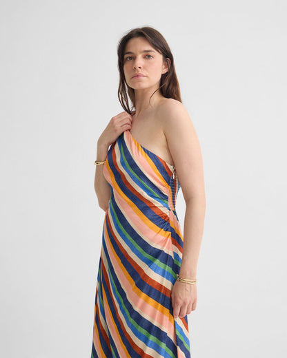 Capri Striped One Shoulder Dress