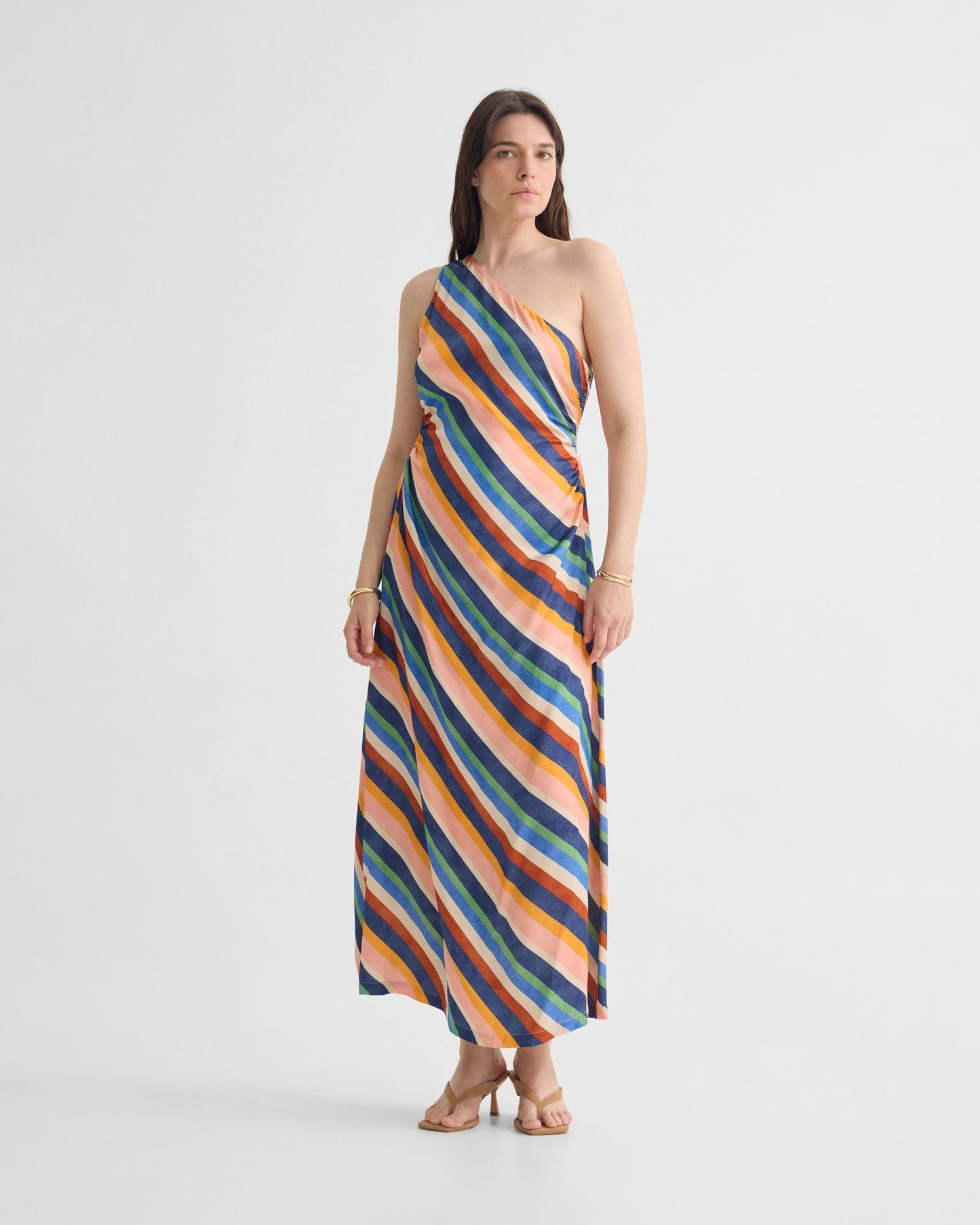 Capri Striped One Shoulder Dress