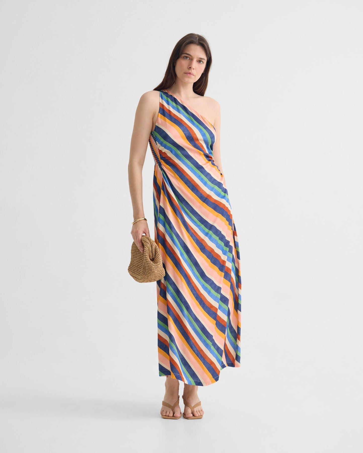 Capri Striped One Shoulder Dress