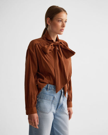 Jenna Rayon Blend Scarf Neck Top