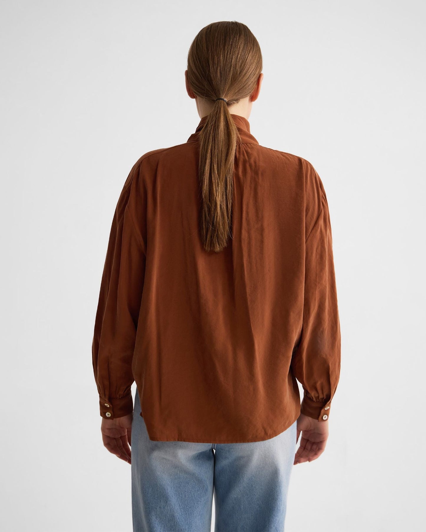 Jenna Rayon Blend Scarf Neck Top