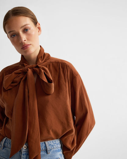 Jenna Rayon Blend Scarf Neck Top