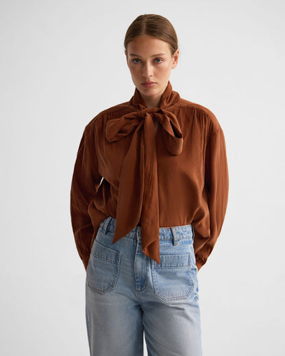 Jenna Rayon Blend Scarf Neck Top